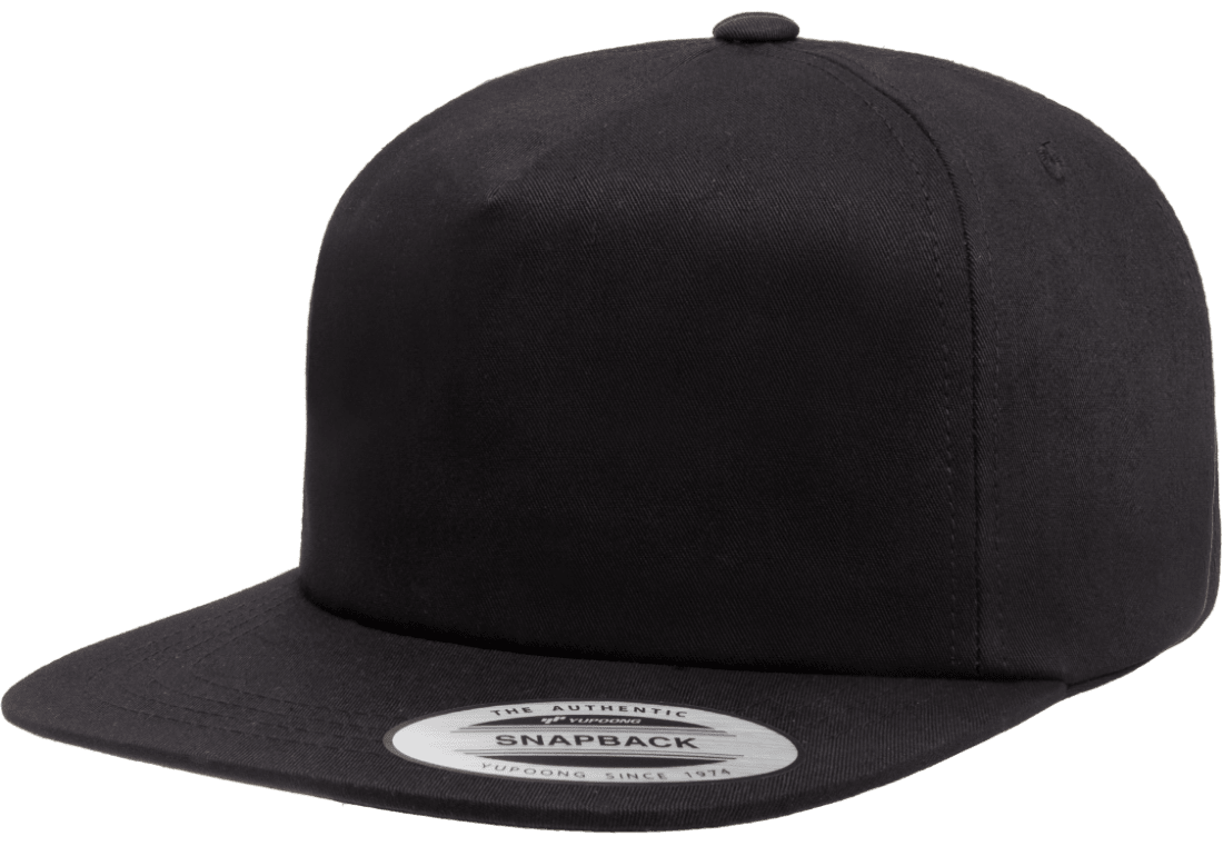 Yupoong 6502 Unstructured 5-Panel Snapback Hat, Flat Bill Cap - YP