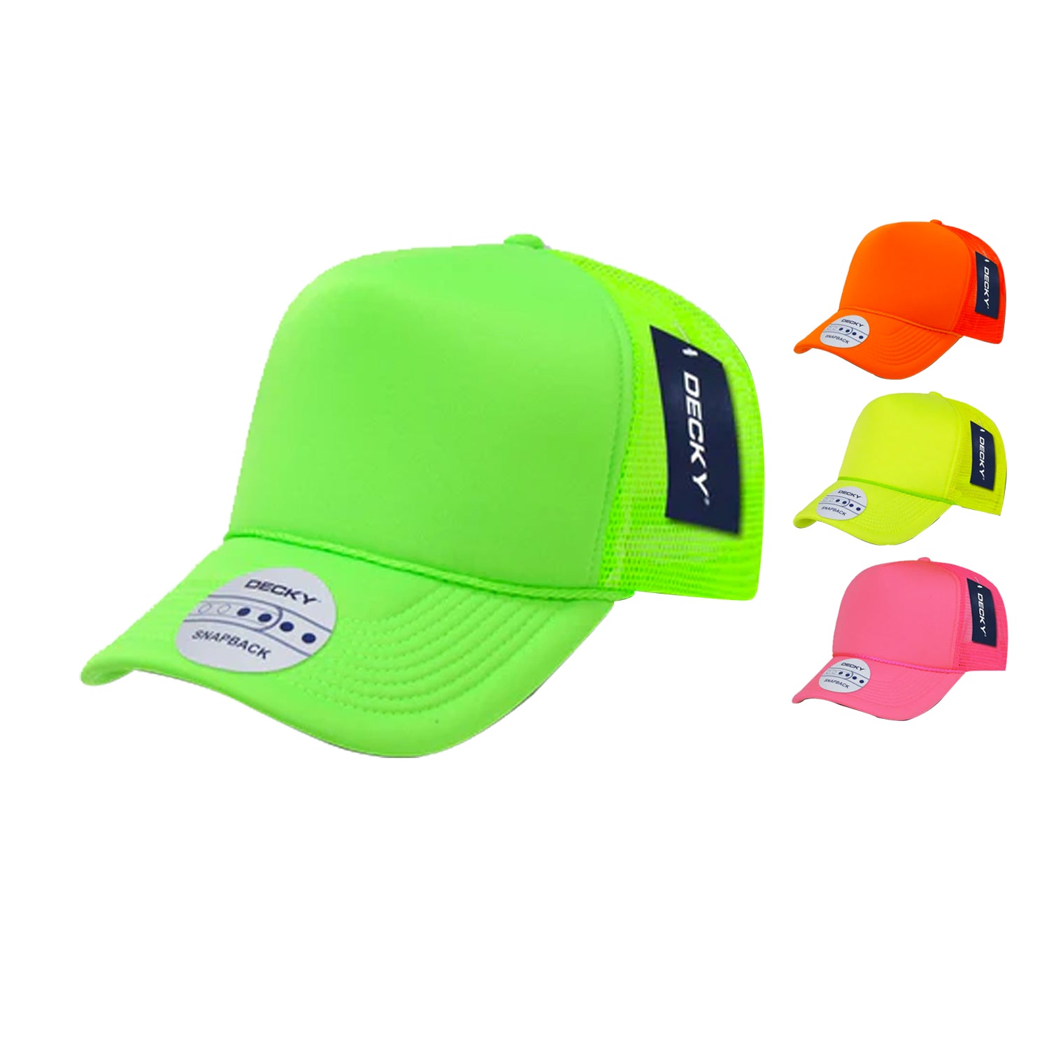 Decky 221 Blank Neon Foam Mesh Trucker Snapback Hats High Profile