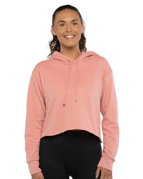 Next Level 9384 Women's Laguna Sueded Raw Edge Crop Hoodie Sweatshirt