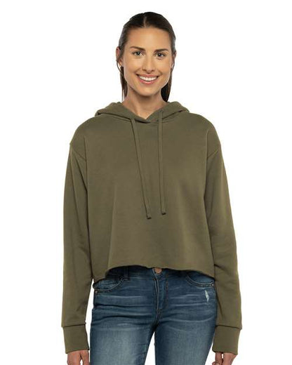 Next Level 9384 Women's Laguna Sueded Raw Edge Crop Hoodie Sweatshirt