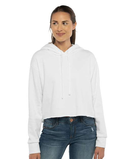 Next Level 9384 Women's Laguna Sueded Raw Edge Crop Hoodie Sweatshirt