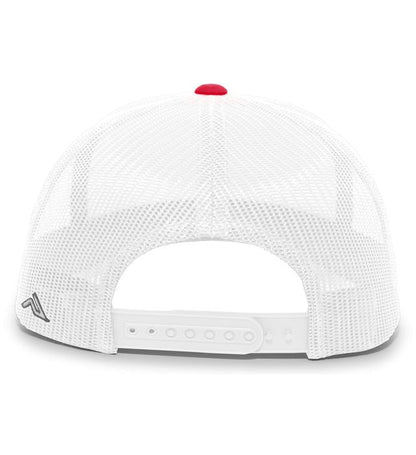 Custom Embroidered Pacific Headwear 106C Aggressive Heather Trucker Snapback Cap - 3D Embroidery