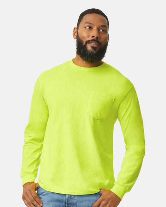 Gildan 2410 Unisex Ultra Cotton® Long Sleeve Pocket T-Shirt - Star Hats & Embroidery