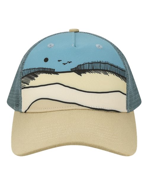 LOCALE 5PTKR Printed Five-Panel Trucker Cap