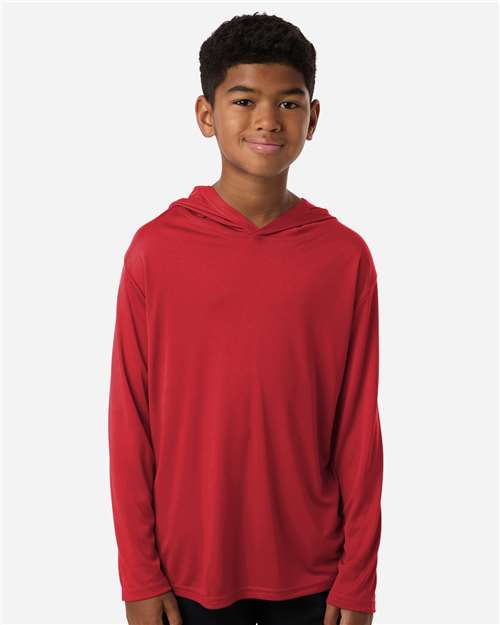 AllPro 48510Y Youth Pro-Lock Performance Hooded Long Sleeve T-Shirt