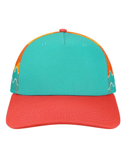 Aqua/ Wavy Sunset/ Coral color variant