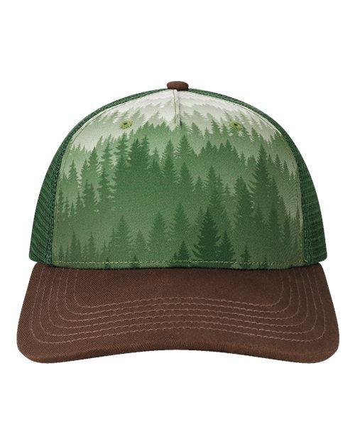 LOCALE 5PTKR Printed Five-Panel Trucker Cap