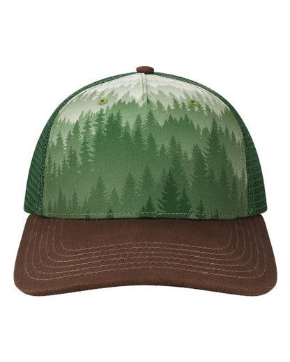 LOCALE 5PTKR Printed Five-Panel Trucker Cap