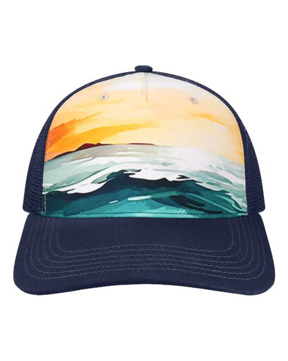 LOCALE 5PTKR Printed Five-Panel Trucker Cap