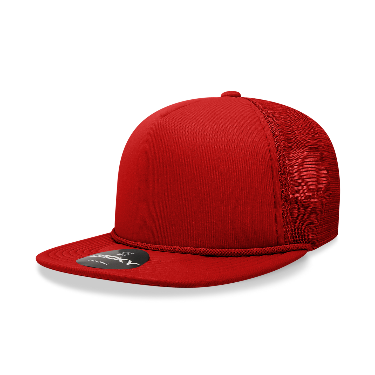 Decky 223 Solid Foam Trucker Hats High Profile 5 Panel Flat Bill Caps Blank