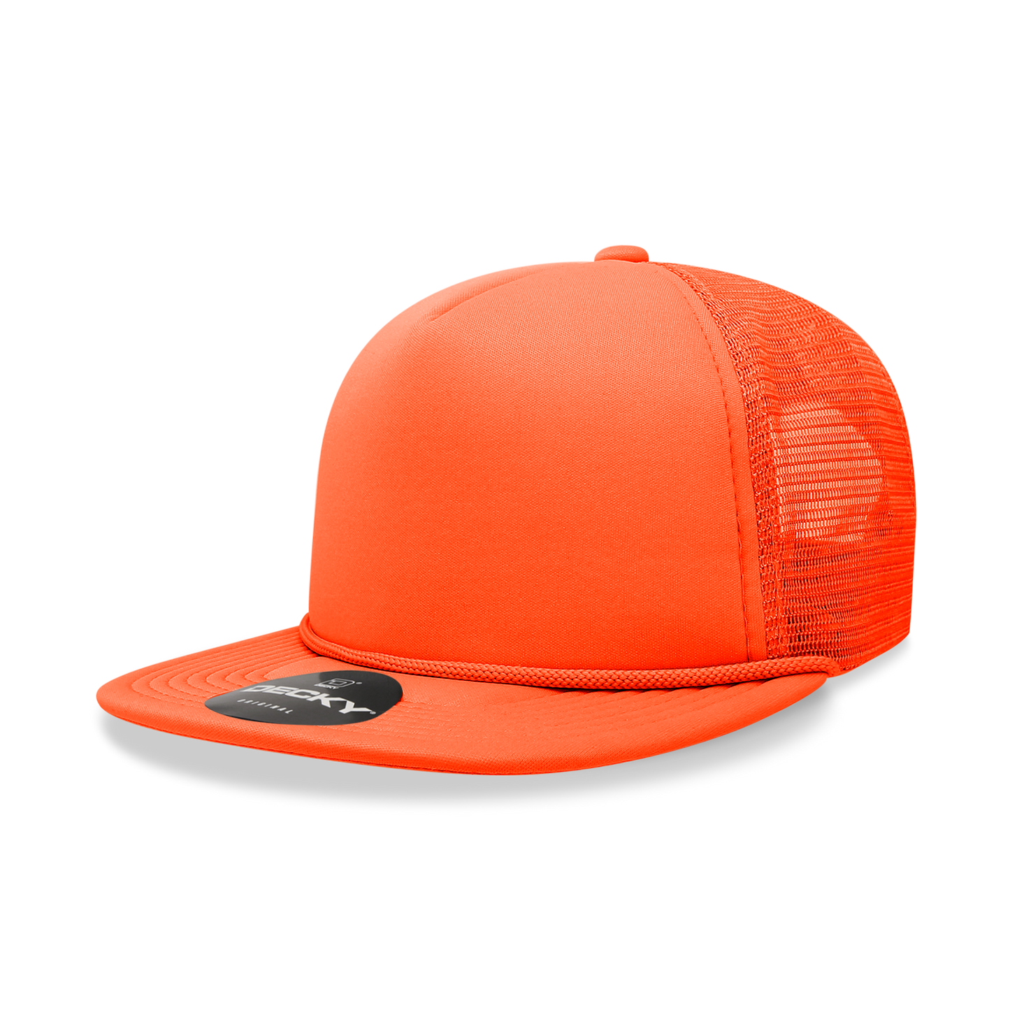 Decky 223 Solid Foam Trucker Hats High Profile 5 Panel Flat Bill Caps Blank