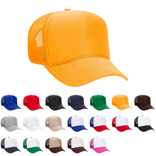 OTTO 32-467 5-Panel, Mid Profile Foam Trucker Hats, Mesh Back - Star Hats & Embroidery