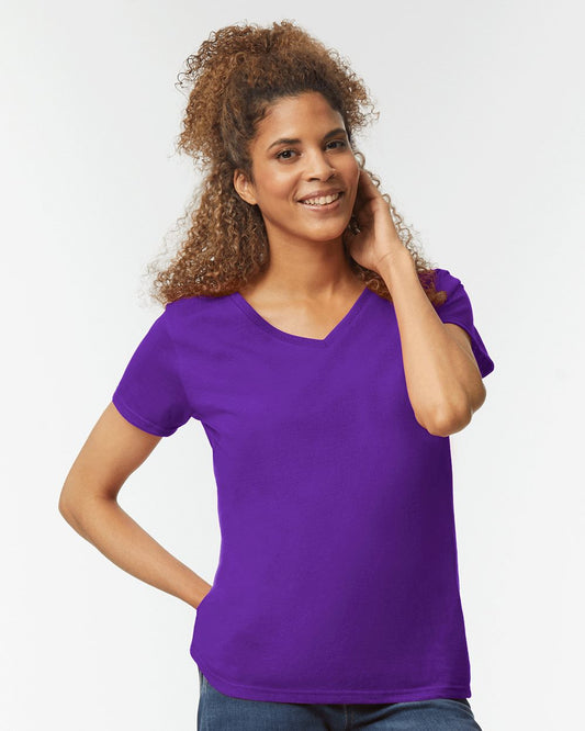 Gildan 5V00L Women's Heavy Cotton™ V-Neck T-Shirt - Star Hats & Embroidery