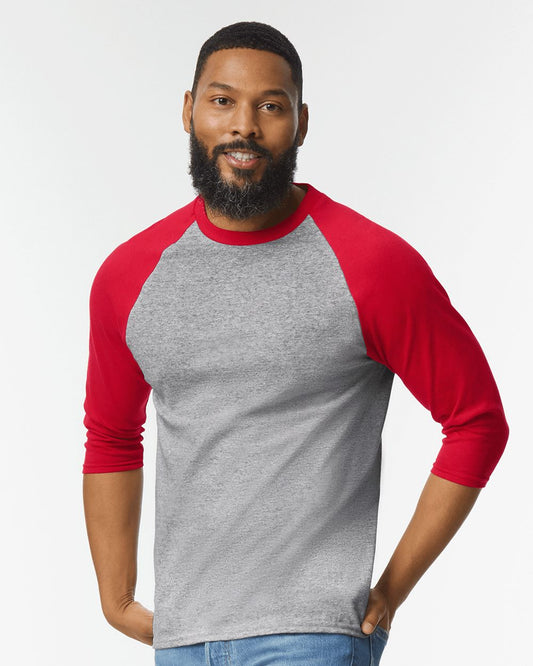 Gildan 5700 Unisex Heavy Cotton™ Raglan Three-Quarter Sleeve T-Shirt - Star Hats & Embroidery
