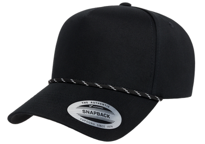 YP Classics 5079BD Retro Cotton Blend 5-Panel Snapback Cap with Braided Rope