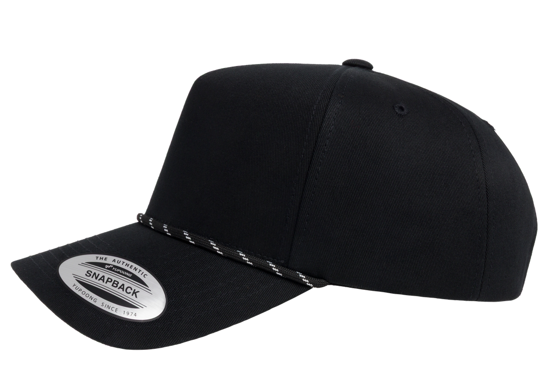 YP Classics 5079BD Retro Cotton Blend 5-Panel Snapback Cap with Braided Rope