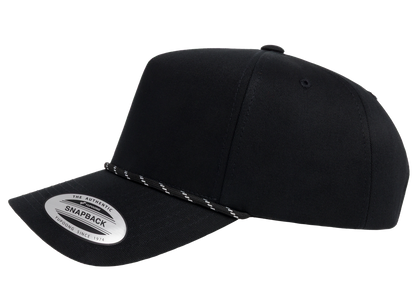 YP Classics 5079BD Retro Cotton Blend 5-Panel Snapback Cap with Braided Rope