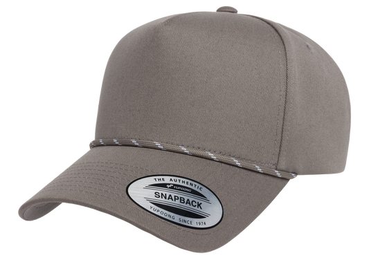 YP Classics 5079BD Retro Cotton Blend 5-Panel Snapback Cap with Braided Rope - Star Hats & Embroidery