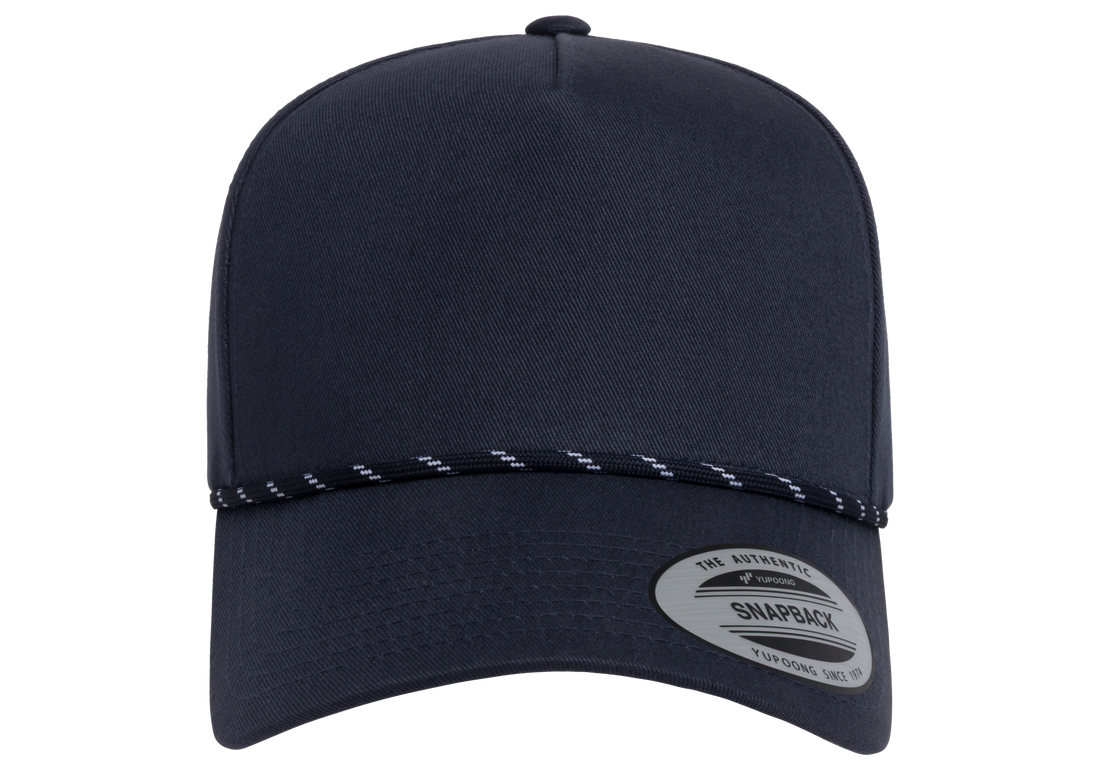 YP Classics 5079BD Retro Cotton Blend 5-Panel Snapback Cap with Braided Rope