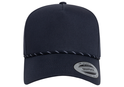 YP Classics 5079BD Retro Cotton Blend 5-Panel Snapback Cap with Braided Rope