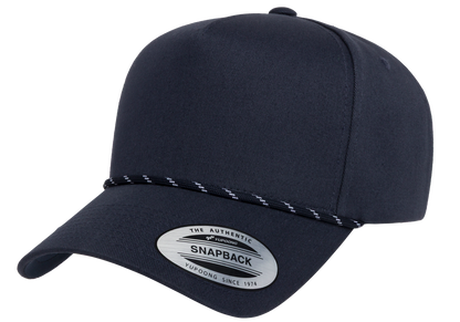 YP Classics 5079BD Retro Cotton Blend 5-Panel Snapback Cap with Braided Rope