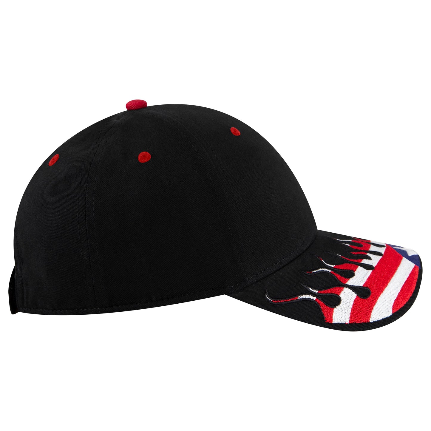 OTTO CAP 58-755 6 Panel Low Profile Baseball Cap US Flag Flame Design Hat