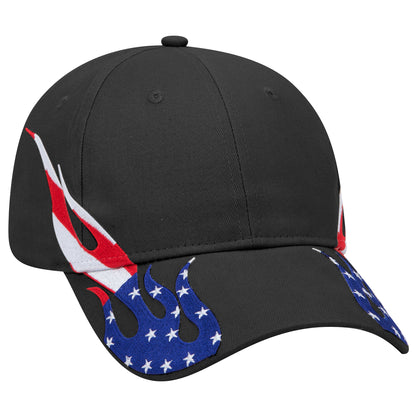 OTTO CAP 58-755 6 Panel Low Profile Baseball Cap US Flag Flame Design Hat
