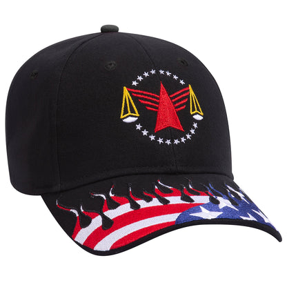 OTTO CAP 58-755 6 Panel Low Profile Baseball Cap US Flag Flame Design Hat