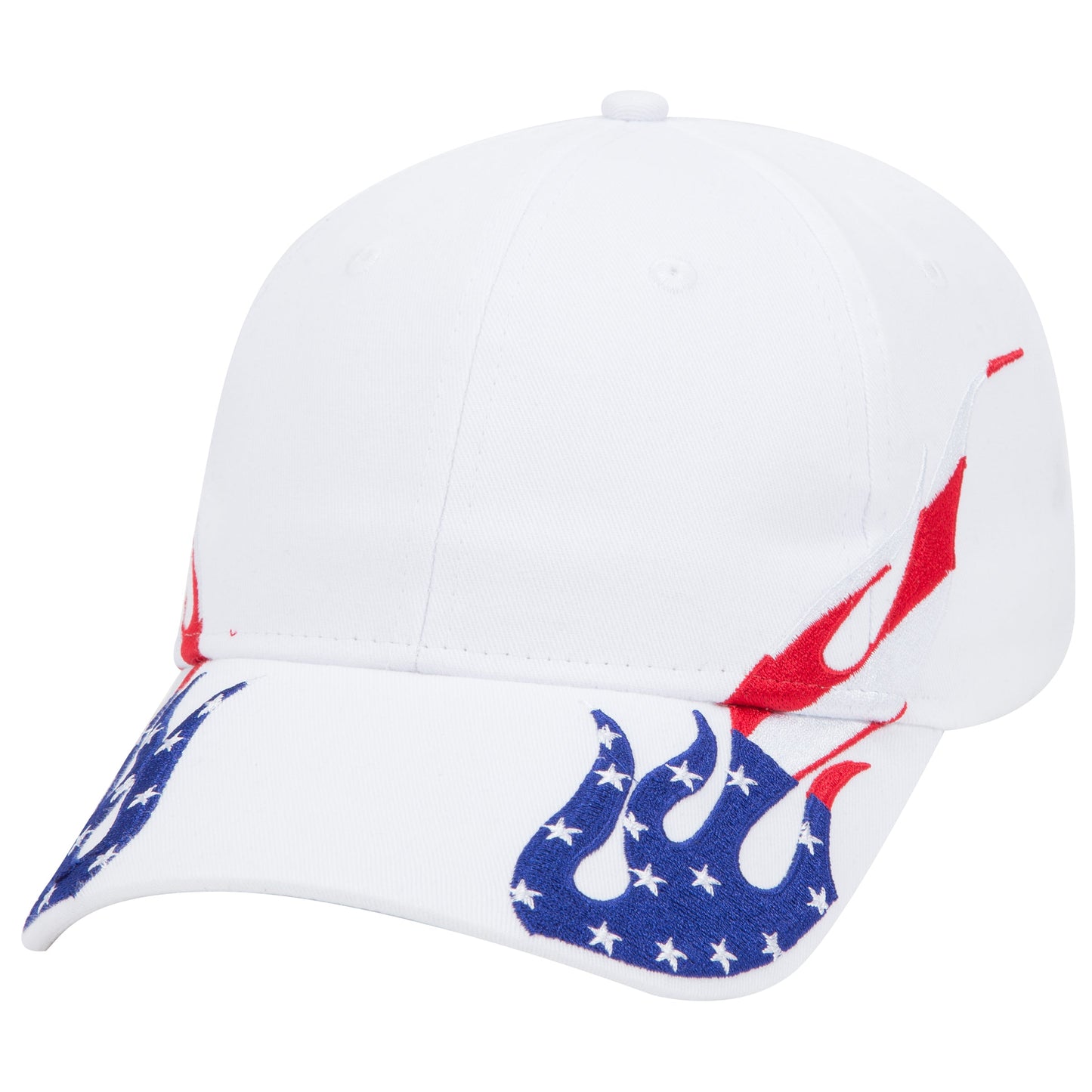 OTTO CAP 58-755 6 Panel Low Profile Baseball Cap US Flag Flame Design Hat