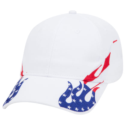 OTTO CAP 58-755 6 Panel Low Profile Baseball Cap US Flag Flame Design Hat