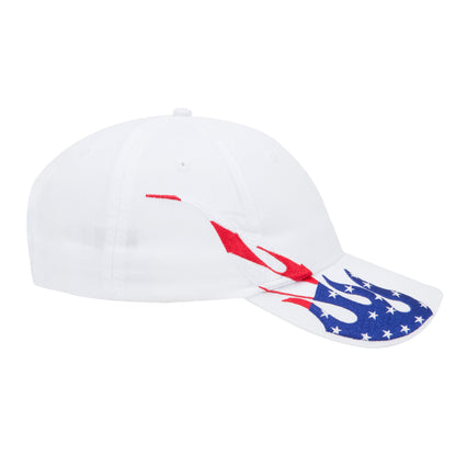 OTTO CAP 58-755 6 Panel Low Profile Baseball Cap US Flag Flame Design Hat