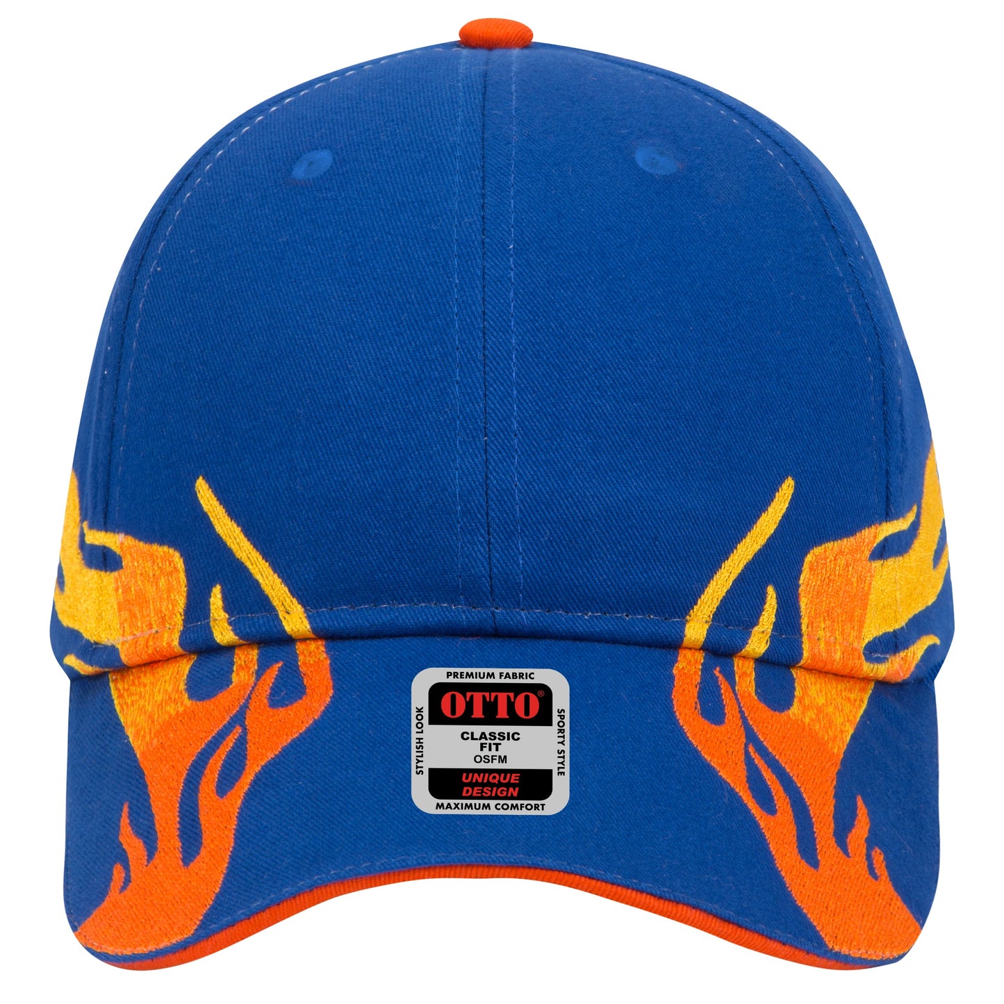OTTO CAP 58-755 6 Panel Low Profile Baseball Cap US Flag Flame Design Hat