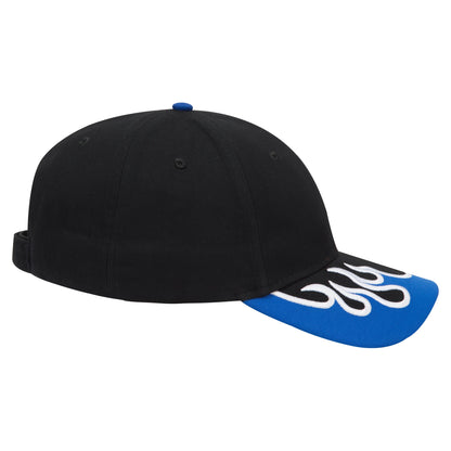OTTO CAP 58-755 6 Panel Low Profile Baseball Cap US Flag Flame Design Hat