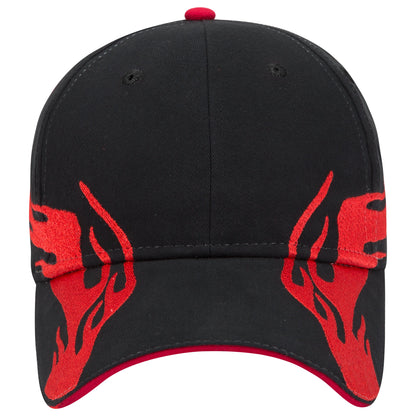 OTTO CAP 58-755 6 Panel Low Profile Baseball Cap US Flag Flame Design Hat