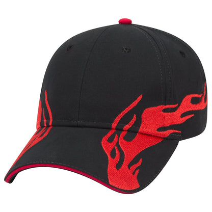 OTTO CAP 58-755 6 Panel Low Profile Baseball Cap US Flag Flame Design Hat