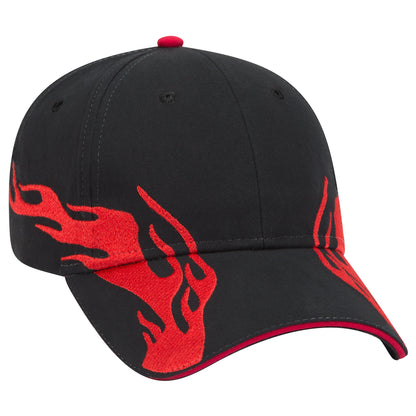 OTTO CAP 58-755 6 Panel Low Profile Baseball Cap US Flag Flame Design Hat