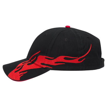 OTTO CAP 58-755 6 Panel Low Profile Baseball Cap US Flag Flame Design Hat