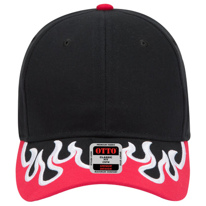 OTTO CAP 58-755 6 Panel Low Profile Baseball Cap US Flag Flame Design Hat