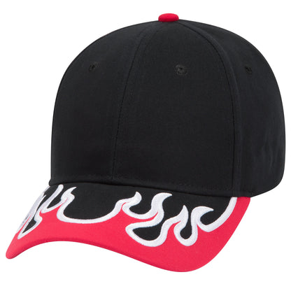 OTTO CAP 58-755 6 Panel Low Profile Baseball Cap US Flag Flame Design Hat
