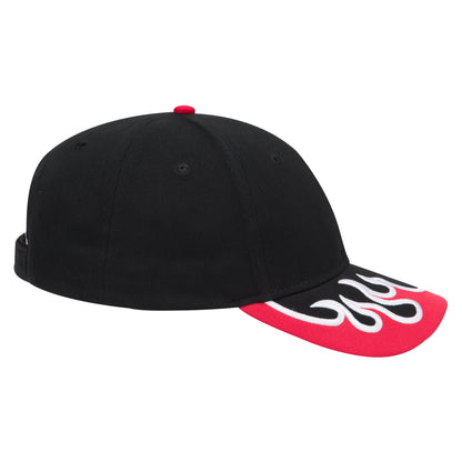 OTTO CAP 58-755 6 Panel Low Profile Baseball Cap US Flag Flame Design Hat