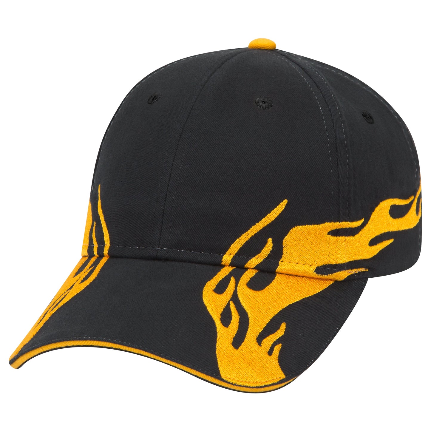 OTTO CAP 58-755 6 Panel Low Profile Baseball Cap US Flag Flame Design Hat