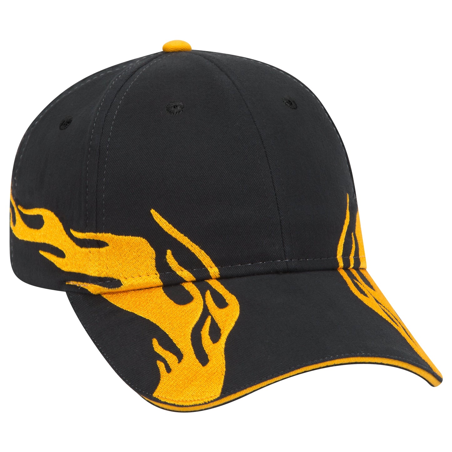 OTTO CAP 58-755 6 Panel Low Profile Baseball Cap US Flag Flame Design Hat