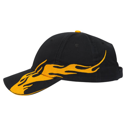 OTTO CAP 58-755 6 Panel Low Profile Baseball Cap US Flag Flame Design Hat