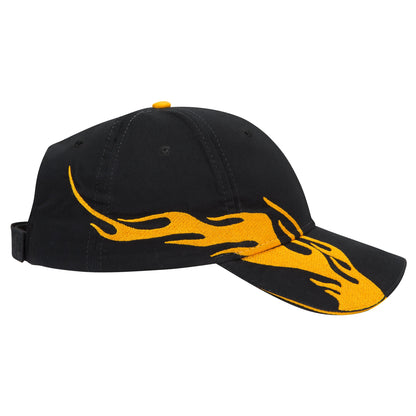 OTTO CAP 58-755 6 Panel Low Profile Baseball Cap US Flag Flame Design Hat