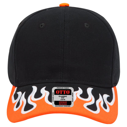 OTTO CAP 58-755 6 Panel Low Profile Baseball Cap US Flag Flame Design Hat
