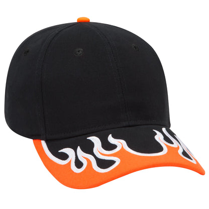 OTTO CAP 58-755 6 Panel Low Profile Baseball Cap US Flag Flame Design Hat