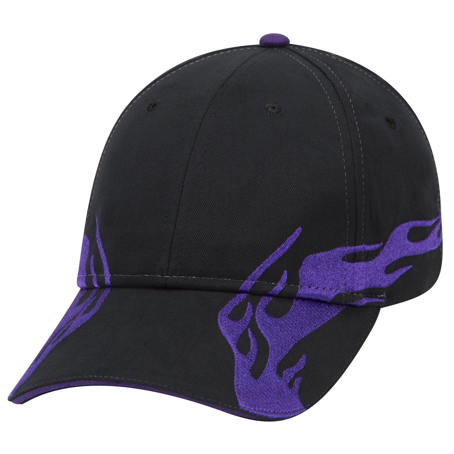 OTTO CAP 58-755 6 Panel Low Profile Baseball Cap US Flag Flame Design Hat