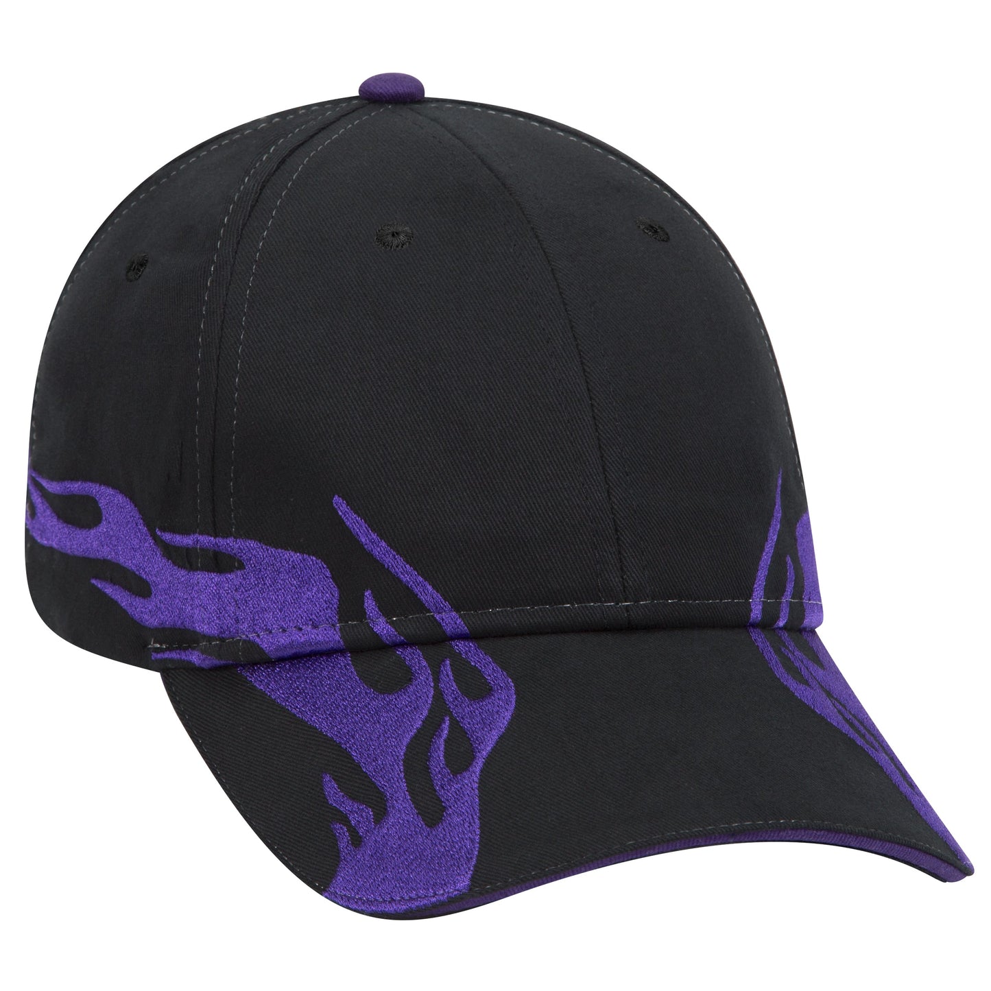 OTTO CAP 58-755 6 Panel Low Profile Baseball Cap US Flag Flame Design Hat
