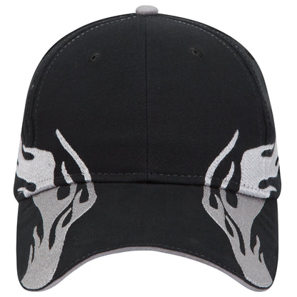 OTTO CAP 58-755 6 Panel Low Profile Baseball Cap US Flag Flame Design Hat