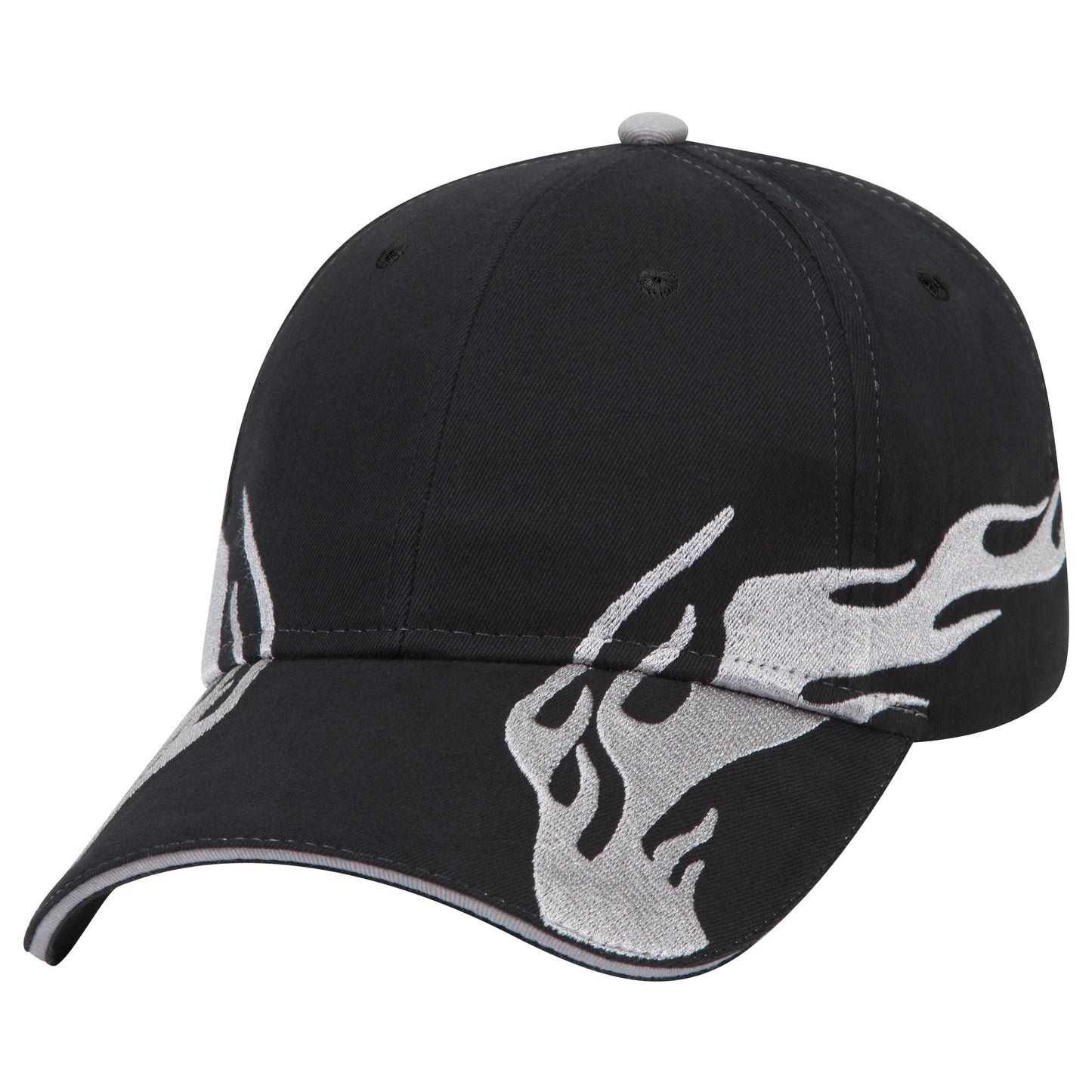 OTTO CAP 58-755 6 Panel Low Profile Baseball Cap US Flag Flame Design Hat